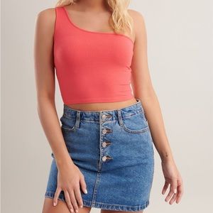 Coral pink asymmetrical top